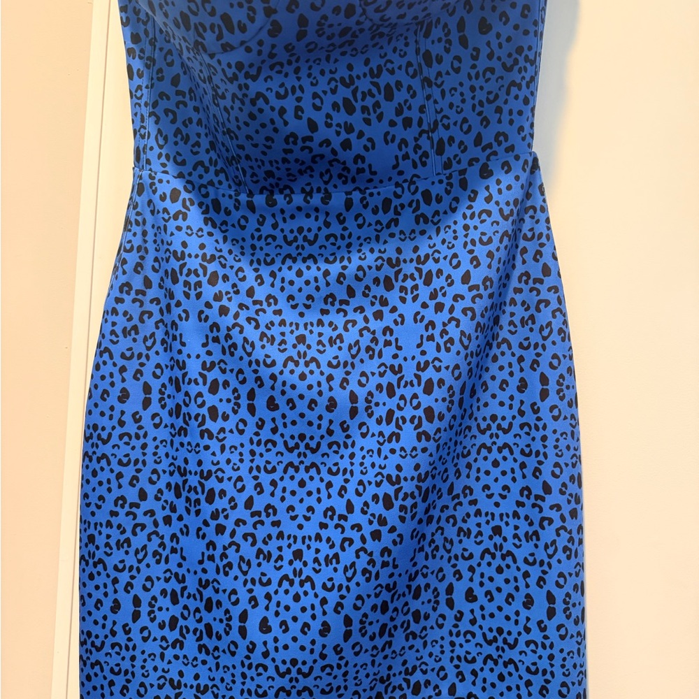 Blue Leopard Print Sheath Dress